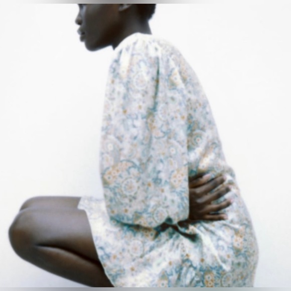 ZARA SATIN EFFECT PAISLEY DRESS - Picture 2 of 5